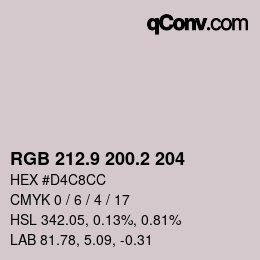 Color code: RGB 212.9 200.2 204 | qconv.com