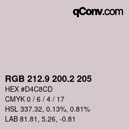 Color code: RGB 212.9 200.2 205 | qconv.com