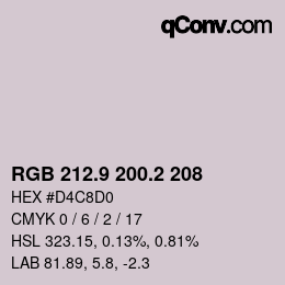 カラーコード: RGB 212.9 200.2 208 | qconv.com
