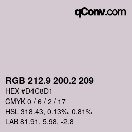 Código de color: RGB 212.9 200.2 209 | qconv.com