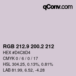 Color code: RGB 212.9 200.2 212 | qconv.com