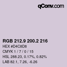 Color code: RGB 212.9 200.2 216 | qconv.com
