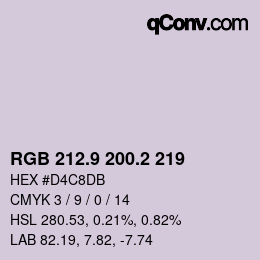 Color code: RGB 212.9 200.2 219 | qconv.com