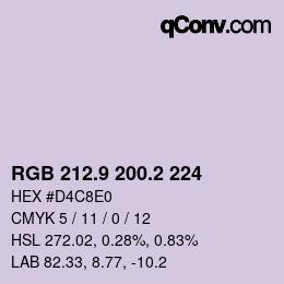 Color code: RGB 212.9 200.2 224 | qconv.com