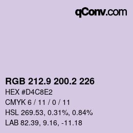 カラーコード: RGB 212.9 200.2 226 | qconv.com
