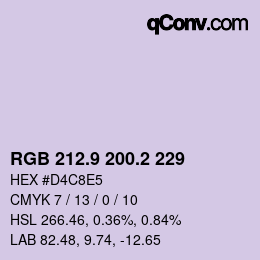 Color code: RGB 212.9 200.2 229 | qconv.com