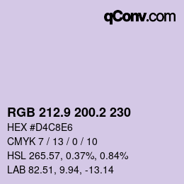 Farbcode: RGB 212.9 200.2 230 | qconv.com