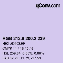 カラーコード: RGB 212.9 200.2 239 | qconv.com