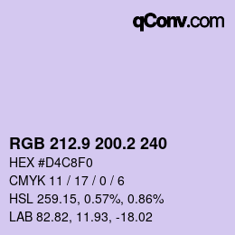 Color code: RGB 212.9 200.2 240 | qconv.com