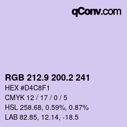 カラーコード: RGB 212.9 200.2 241 | qconv.com