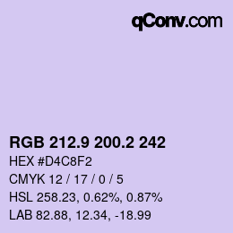 カラーコード: RGB 212.9 200.2 242 | qconv.com