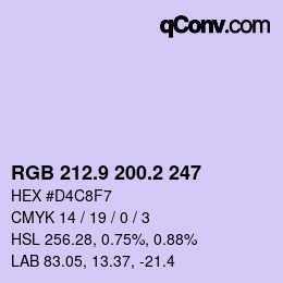 カラーコード: RGB 212.9 200.2 247 | qconv.com