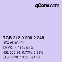 カラーコード: RGB 212.9 200.2 248 | qconv.com