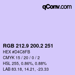 Color code: RGB 212.9 200.2 251 | qconv.com