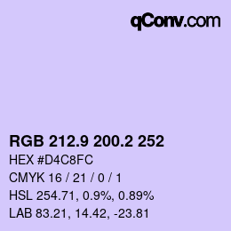 カラーコード: RGB 212.9 200.2 252 | qconv.com