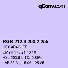 Color code: RGB 212.9 200.2 255 | qconv.com