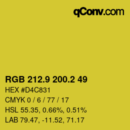 カラーコード: RGB 212.9 200.2 49 | qconv.com