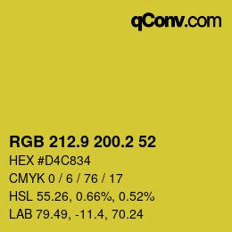 カラーコード: RGB 212.9 200.2 52 | qconv.com