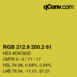 カラーコード: RGB 212.9 200.2 61 | qconv.com