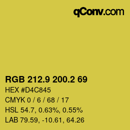 カラーコード: RGB 212.9 200.2 69 | qconv.com