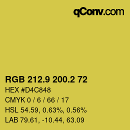 カラーコード: RGB 212.9 200.2 72 | qconv.com