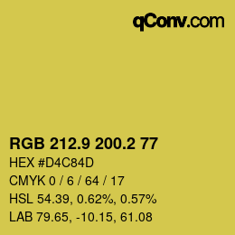 カラーコード: RGB 212.9 200.2 77 | qconv.com