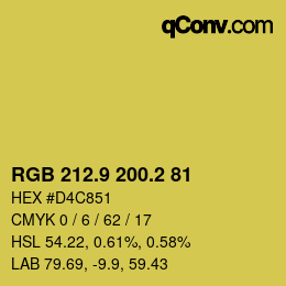 カラーコード: RGB 212.9 200.2 81 | qconv.com