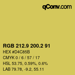 カラーコード: RGB 212.9 200.2 91 | qconv.com
