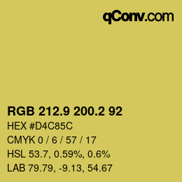 カラーコード: RGB 212.9 200.2 92 | qconv.com