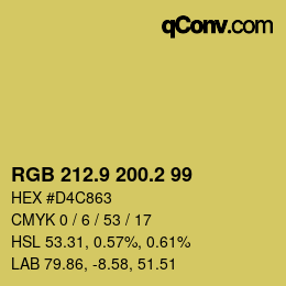 カラーコード: RGB 212.9 200.2 99 | qconv.com