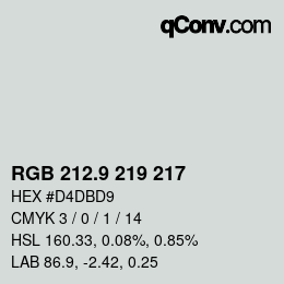 Color code: RGB 212.9 219 217 | qconv.com