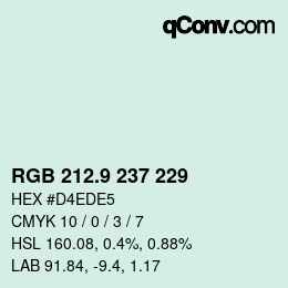 カラーコード: RGB 212.9 237 229 | qconv.com