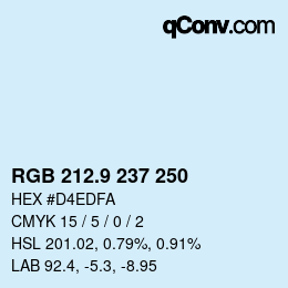 Color code: RGB 212.9 237 250 | qconv.com
