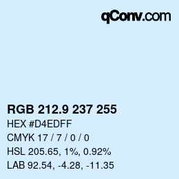 Color code: RGB 212.9 237 255 | qconv.com