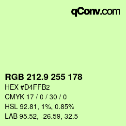 カラーコード: RGB 212.9 255 178 | qconv.com