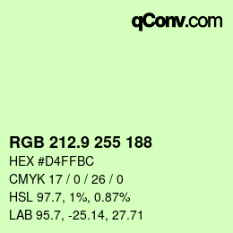 カラーコード: RGB 212.9 255 188 | qconv.com