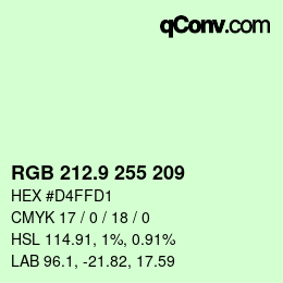 カラーコード: RGB 212.9 255 209 | qconv.com