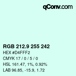 カラーコード: RGB 212.9 255 242 | qconv.com