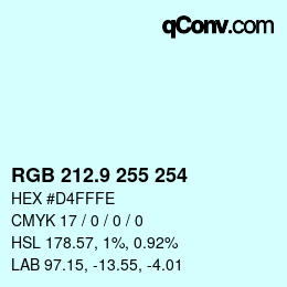 カラーコード: RGB 212.9 255 254 | qconv.com