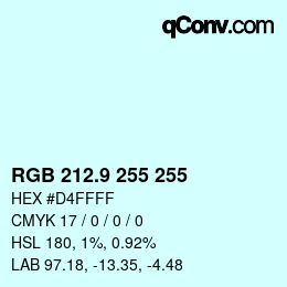 カラーコード: RGB 212.9 255 255 | qconv.com