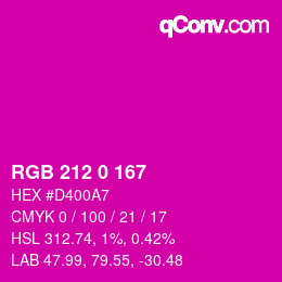 Color code: RGB 212 0 167 | qconv.com