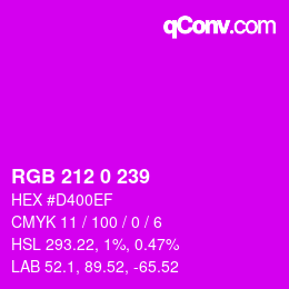 Color code: RGB 212 0 239 | qconv.com