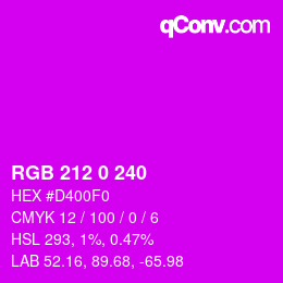 颜色代码: RGB 212 0 240 | qconv.com