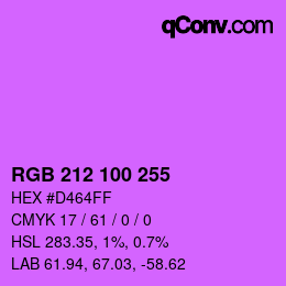 Color code: RGB 212 100 255 | qconv.com