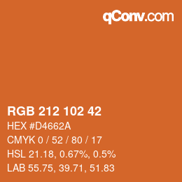 Color code: RGB 212 102 42 | qconv.com