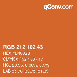 Color code: RGB 212 102 43 | qconv.com