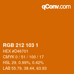 Color code: RGB 212 103 1 | qconv.com