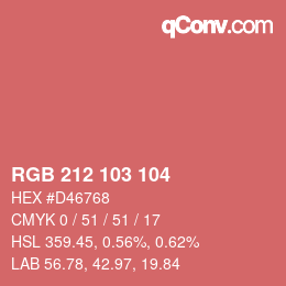 Color code: RGB 212 103 104 | qconv.com