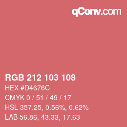 Color code: RGB 212 103 108 | qconv.com