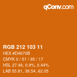 Color code: RGB 212 103 11 | qconv.com